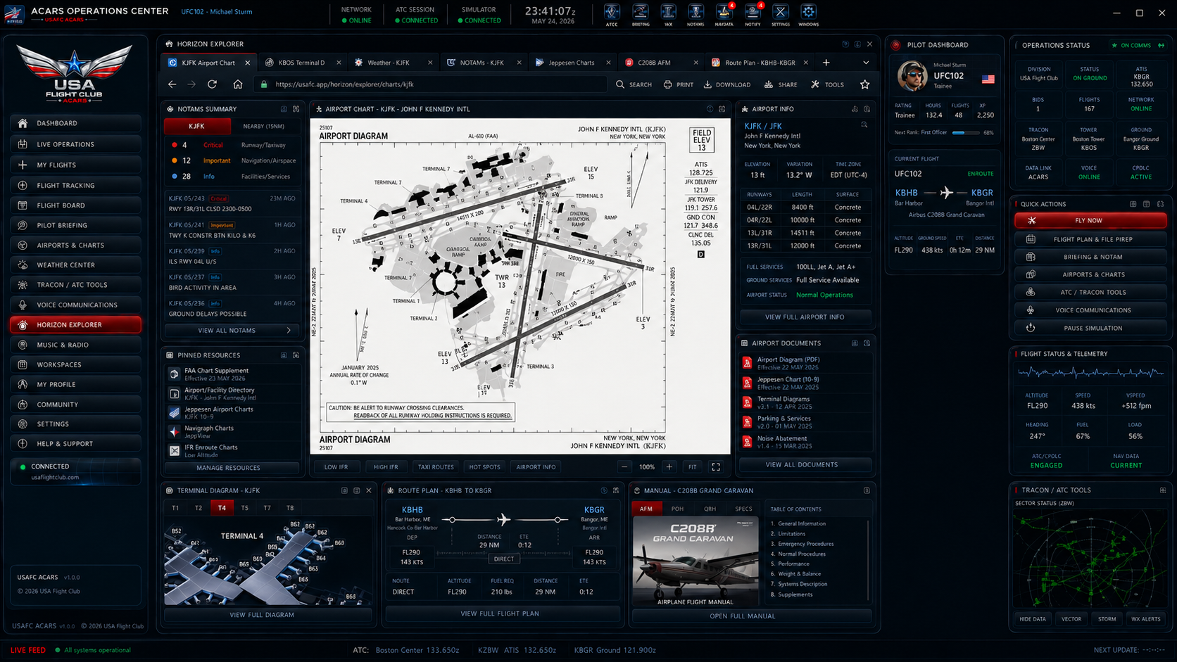 USAFC airport intelligence with airport diagrams and operational data