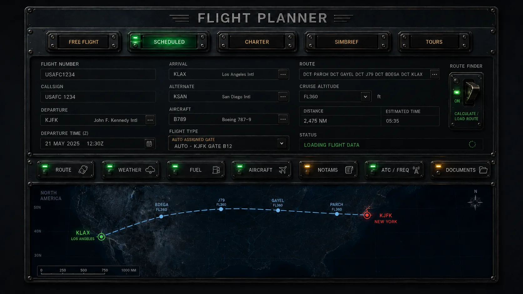 USAFC integrated flight planner