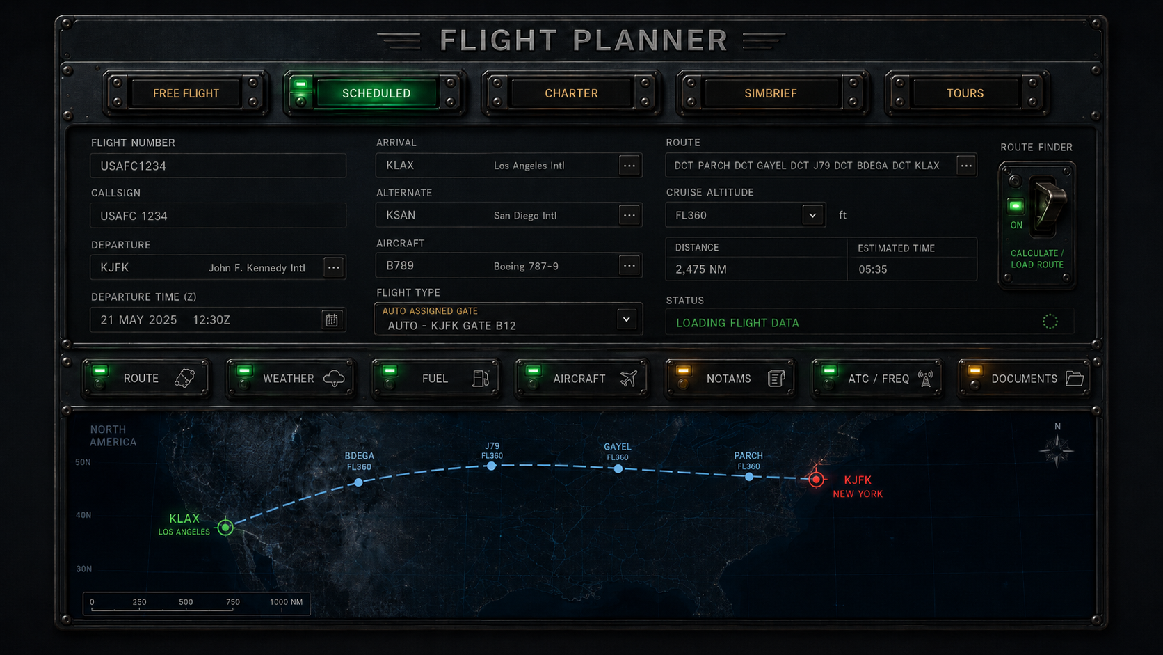 USAFC integrated flight planner